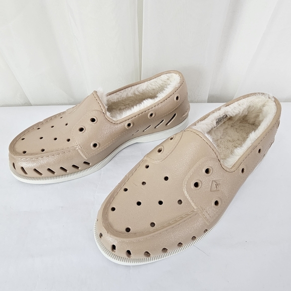 Sperry Women's Authentic Original Float Cozy Boat Shoe Tan Glitter ShimmerSize 8 - Picture 4 of 11